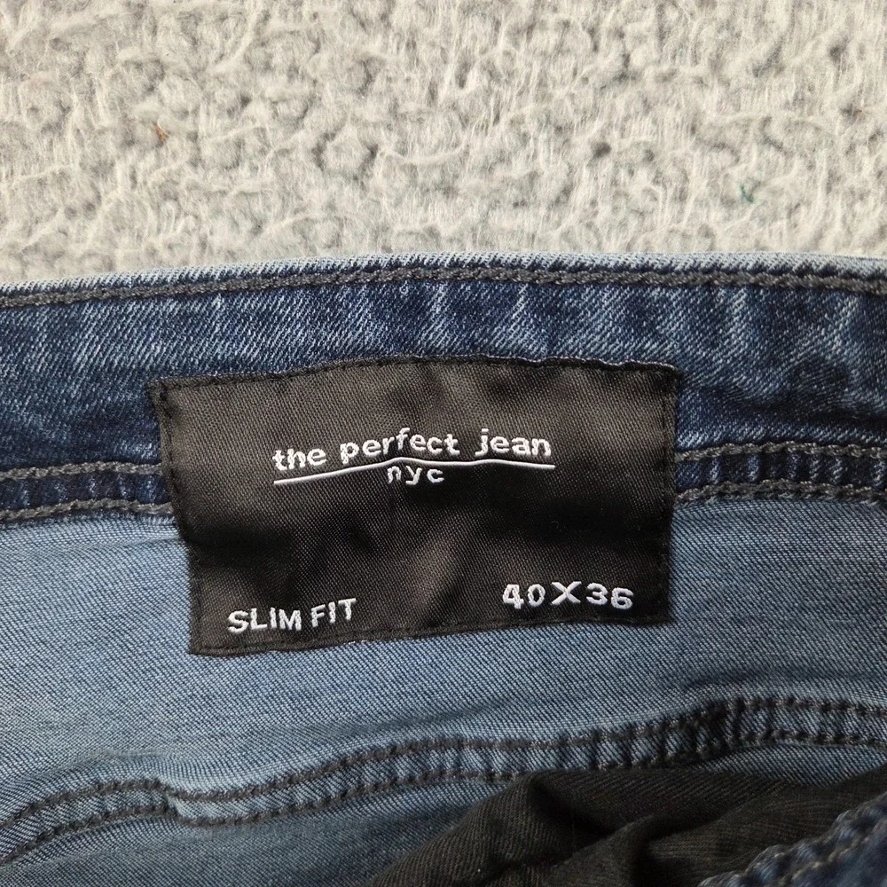 The Perfect Jean NYC Jeans Mens 40x36 (39x35) Blue‎ Slim Fit Stretch